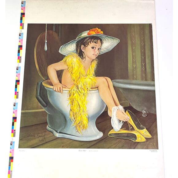 Gloria Ranck TIME OUT Signed ART Girls Room LG Print 23x17.5" Ladies Bathroom - Picture 5 of 5